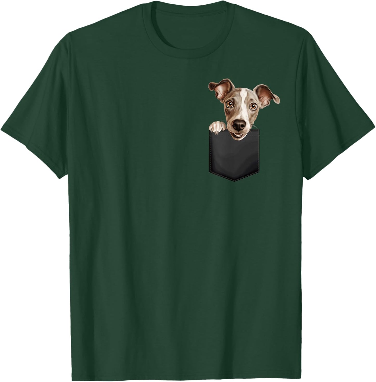 Funny Italian Greyhound Puppy Dog In Pocket Cute Pet Lover T-Shirt - T-Shirt | Forest