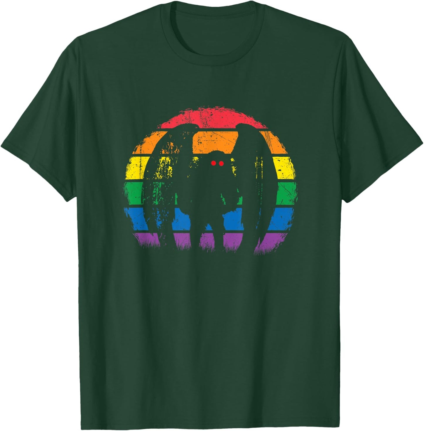 Mothman - Retro Rainbow, Colorful Cryptid T-Shirt - T-Shirt | Forest