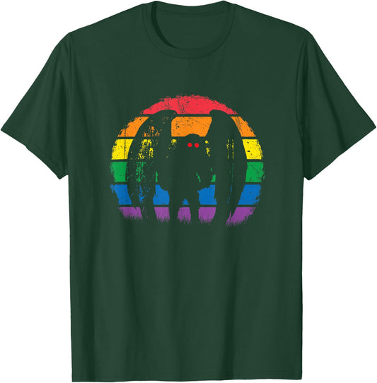 Mothman - Retro Rainbow, Colorful Cryptid T-Shirt - T-Shirt | Forest
