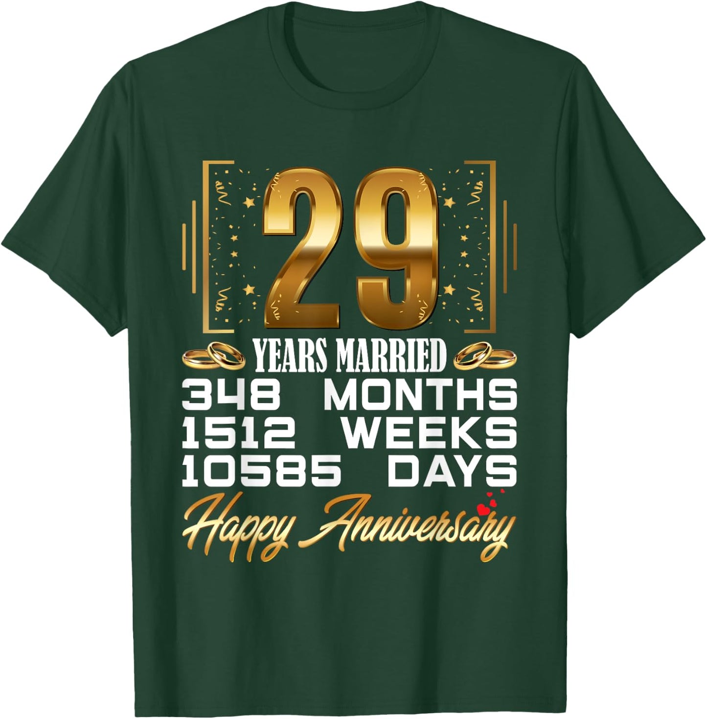 29 Years Married - Funny 29th Wedding Anniversary T-Shirt - T-Shirt | Forest