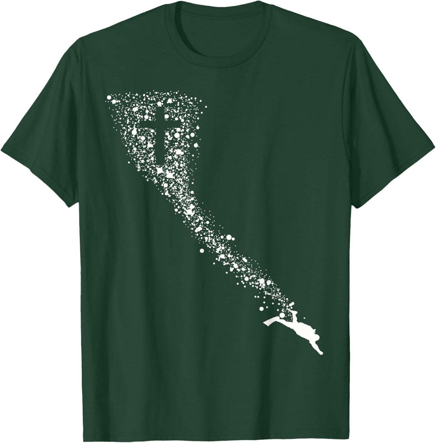 Christian Scuba Diving Jesus Cross Dive Flag Faith Diver Art T-Shirt - T-Shirt | Forest