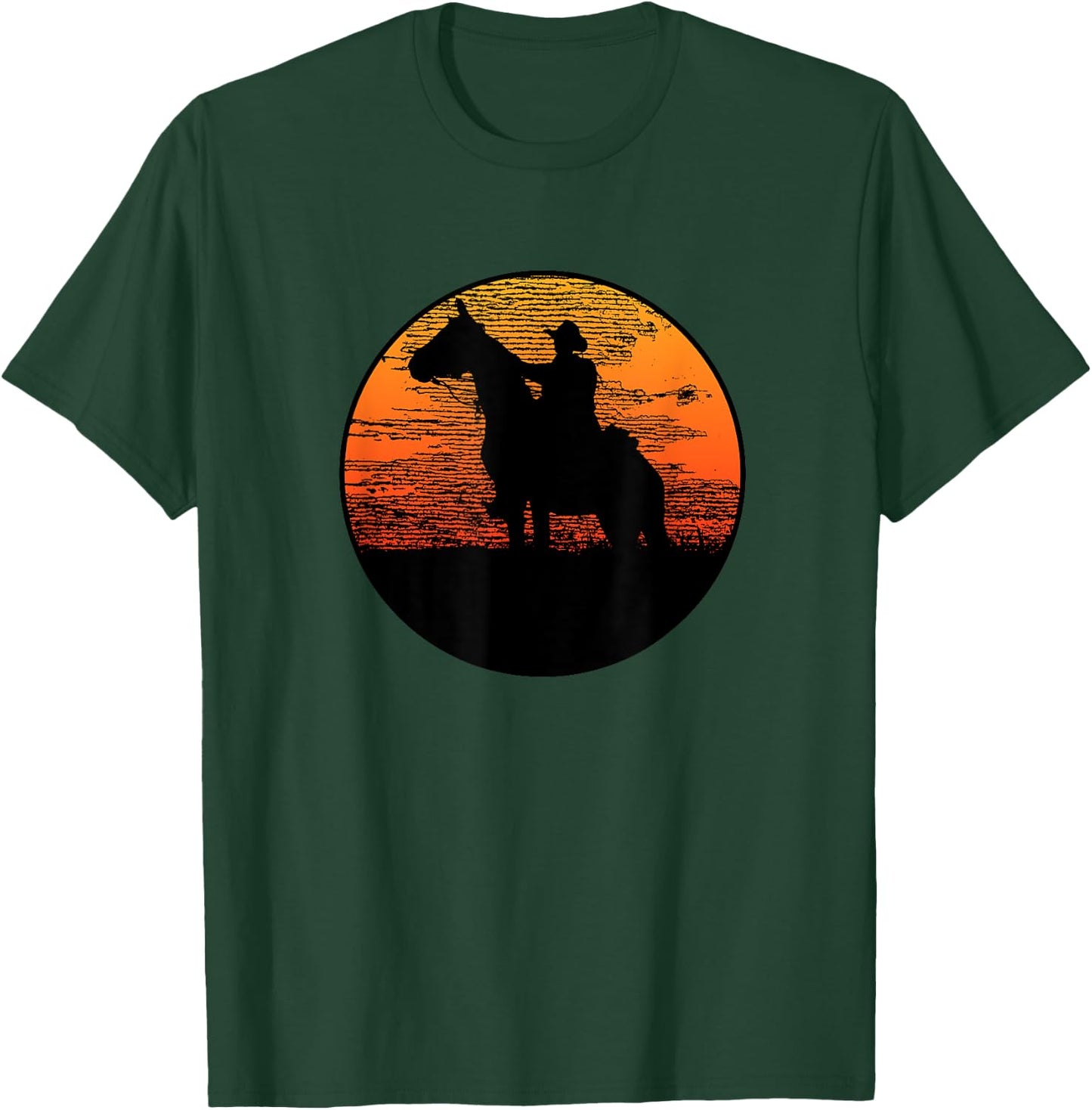 Western Style T33Z -Adults Kids Western Horse Graphic Black Small Classic Fit Pull On Short Sleeve T-Shirt - T-Shirt | Forest