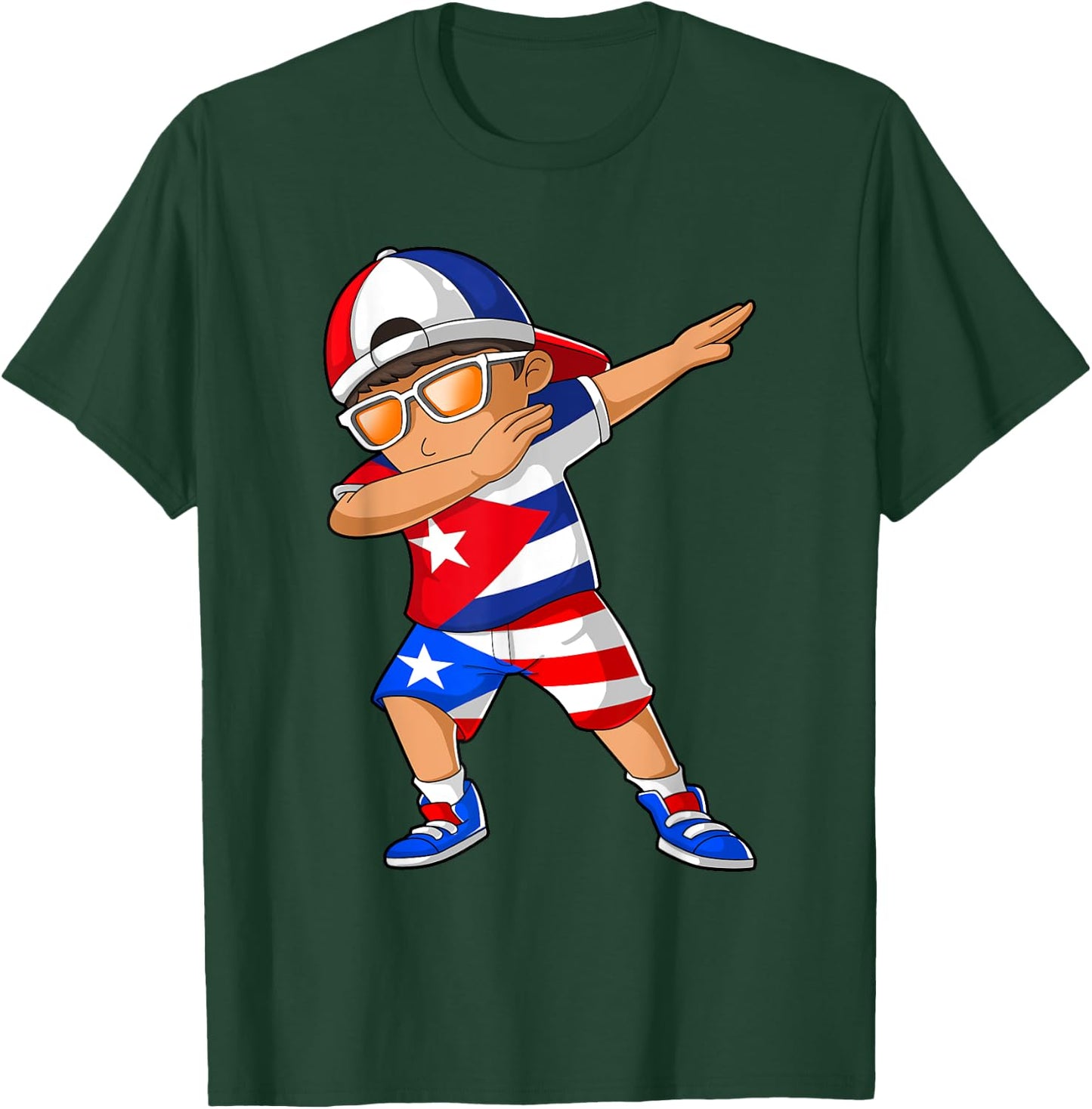 Half Cuban Half Puerto Rican Boy Kid Cuba Puerto Rico Flag T-Shirt - T-Shirt | Forest