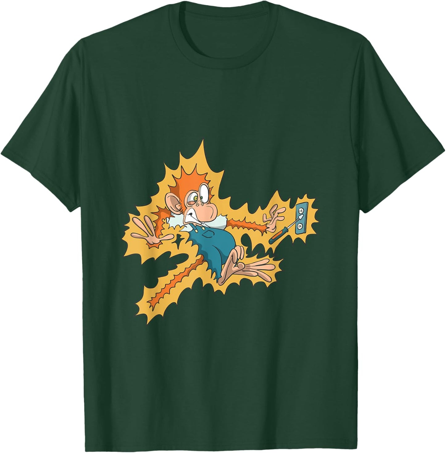 Monkey Electrician Getting Electric Shock T-Shirt - T-Shirt | Forest