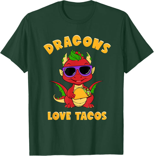 Dragons Love Tacos Costume Mexican Taco Dragon Kids Mexico T-Shirt - T-Shirt | Forest