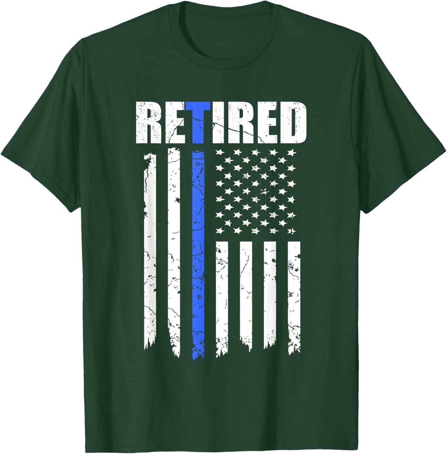 Retired Police Officer American Flag Retirement 2021 Cop T-Shirt - T-Shirt | Forest