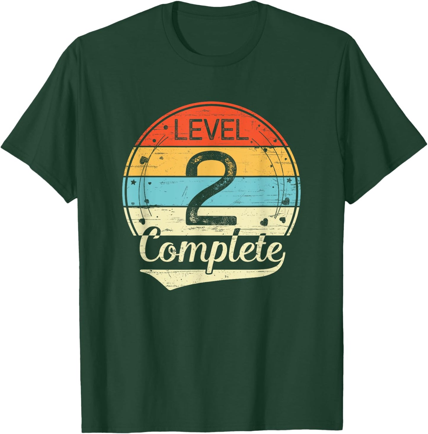 Level 2 Complete Retro 2nd Wedding Anniversary T-Shirt - T-Shirt | Forest
