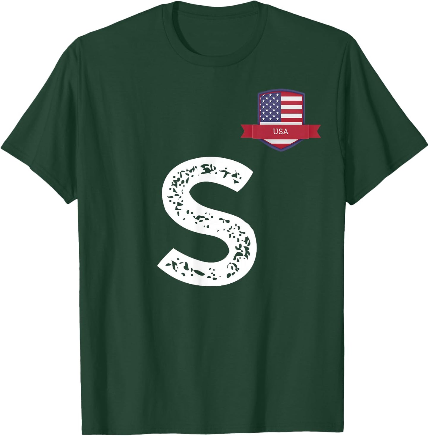 USA Flag Letter S American USA T-Shirt - T-Shirt | Forest