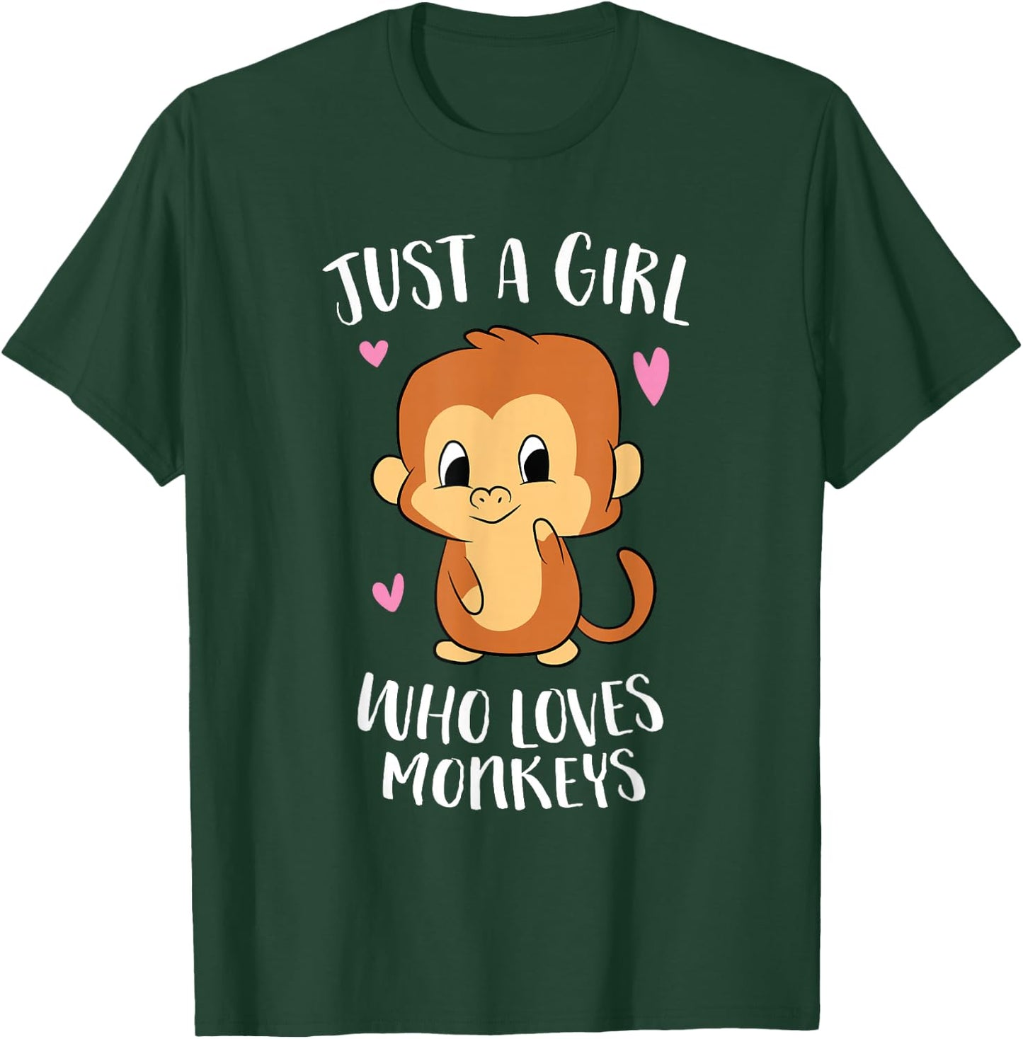 Just a Girl Who Loves Monkeys Cute Monkey Lover Gift T-Shirt - T-Shirt | Forest