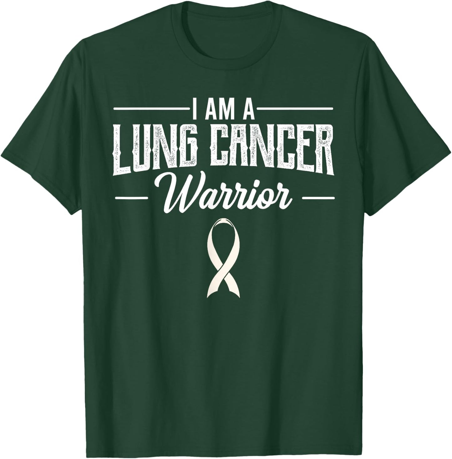 I Am A Lung Cancer Warrior White Awareness Ribbon Gift T-Shirt - T-Shirt | Forest
