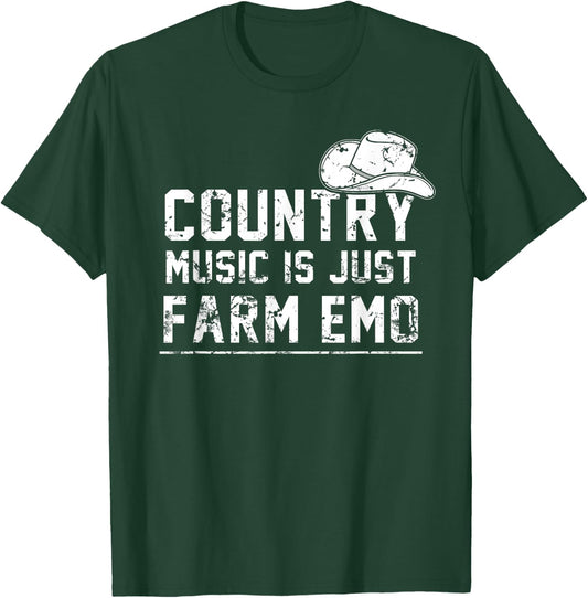 Unique Country Music Is Just Farm Emo Funny Western Hat T-Shirt - T-Shirt | Forest