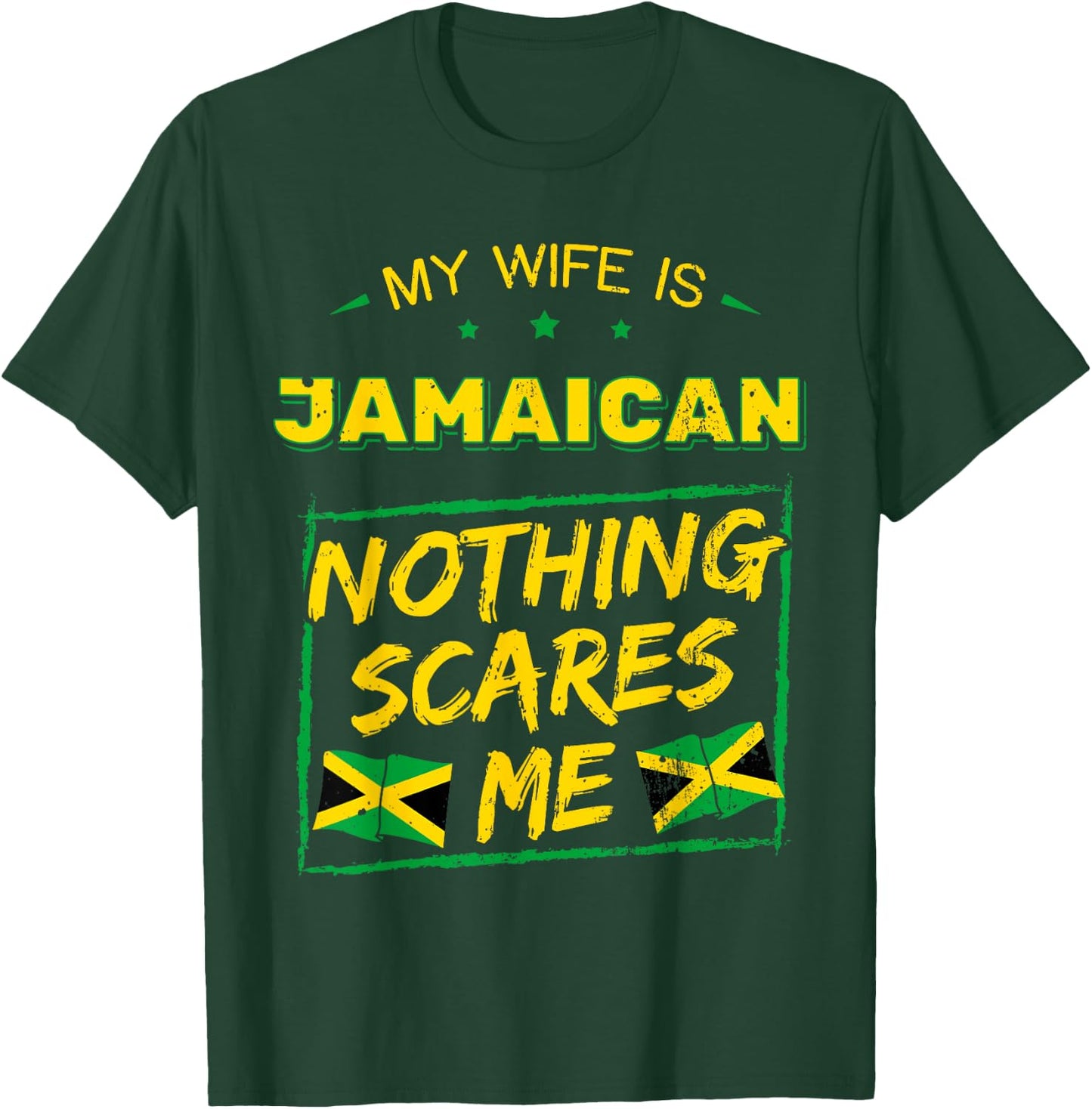 My Wife Is Jamaican Jamaica Heritage Proud Roots Flag Pride T-Shirt - T-Shirt | Forest