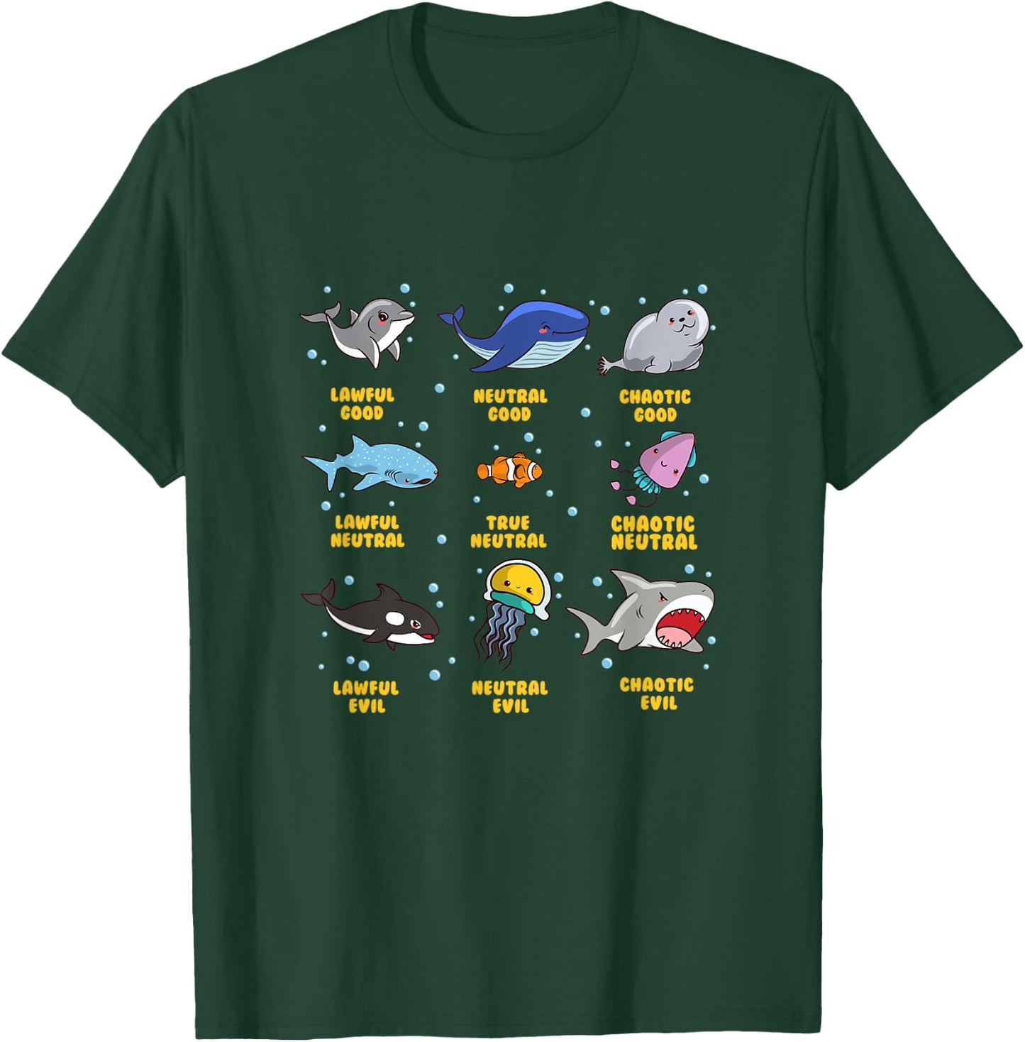 Sea Animal Alignment | Nerdy Marine Biology/Life RPG Gamer T-Shirt - T-Shirt | Forest