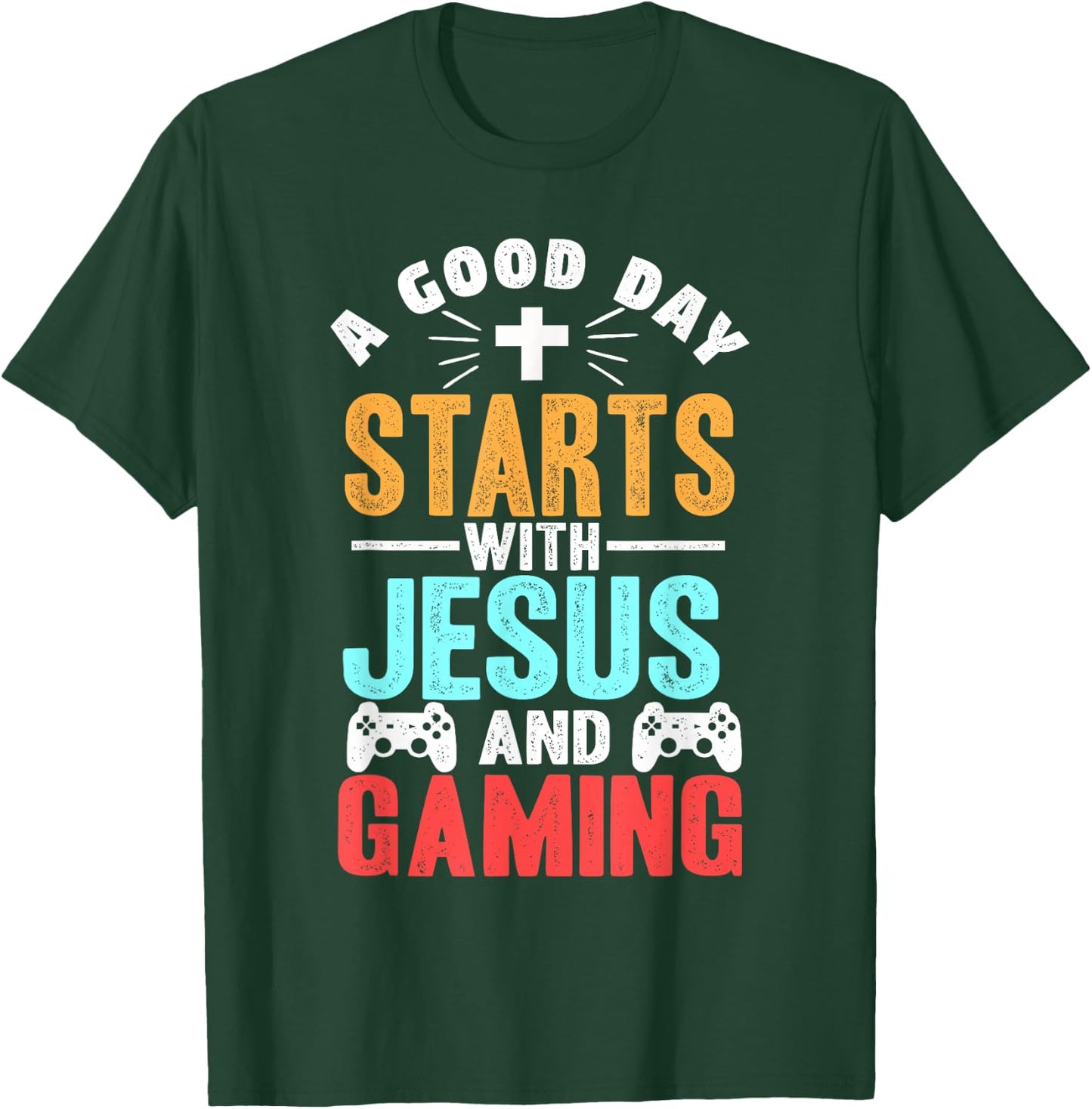 Funny Christian Jesus Gaming Gift Christian Gamer T-Shirt - T-Shirt | Forest