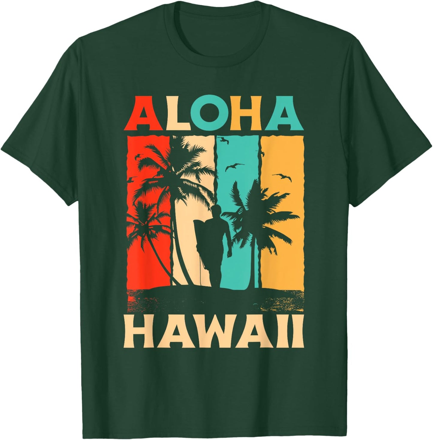 Aloha Hawaii State Hawaiian Island Retro Vintage T-Shirt - T-Shirt | Forest
