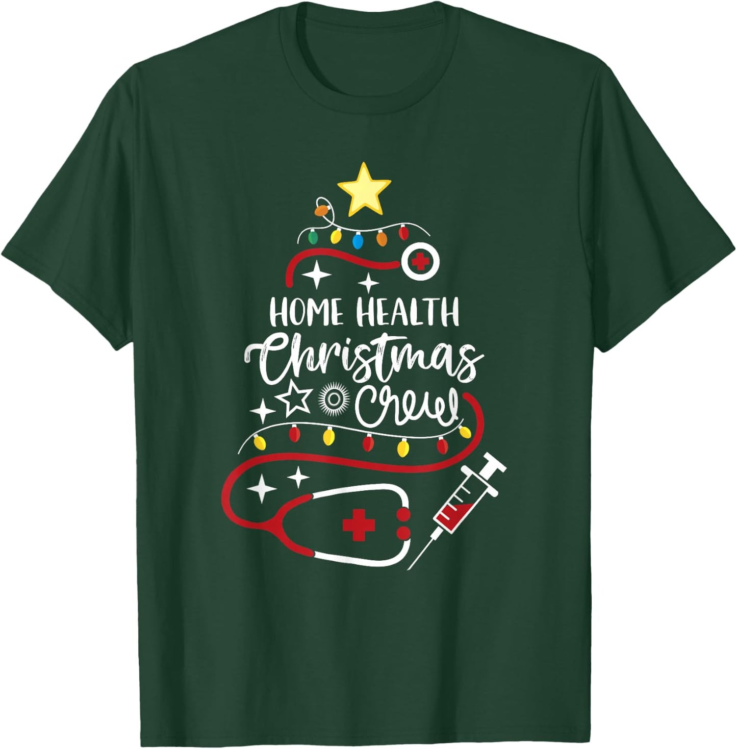 Home Health Nurse Specialists Home Health Christmas Crew T-Shirt - T-Shirt | Forest