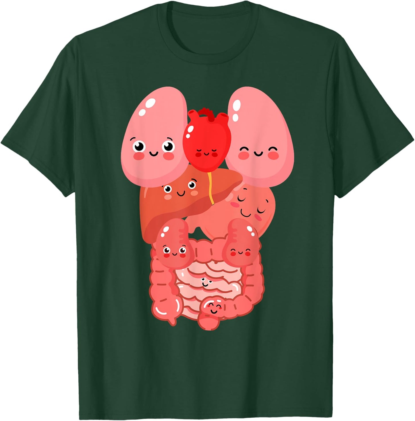 Internal Organs Funny Human Anatomy Smiling T-Shirt - T-Shirt | Forest