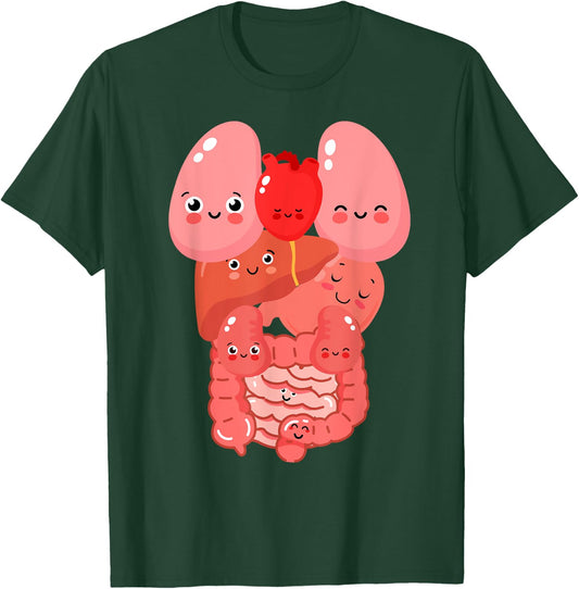 Internal Organs Funny Human Anatomy Smiling T-Shirt - T-Shirt | Forest