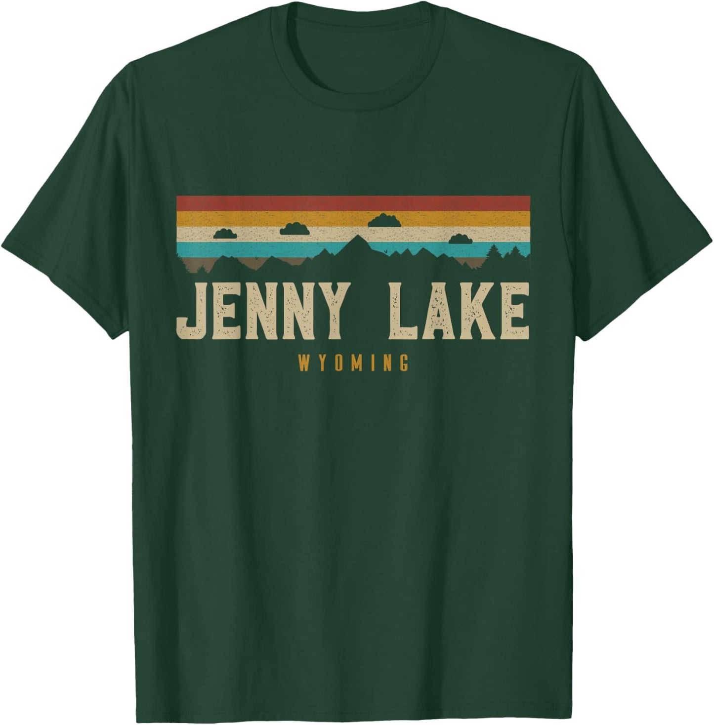 Jenny Lake Vintage Mountains Hiking Camping Wyoming Retro T-Shirt - T-Shirt | Forest
