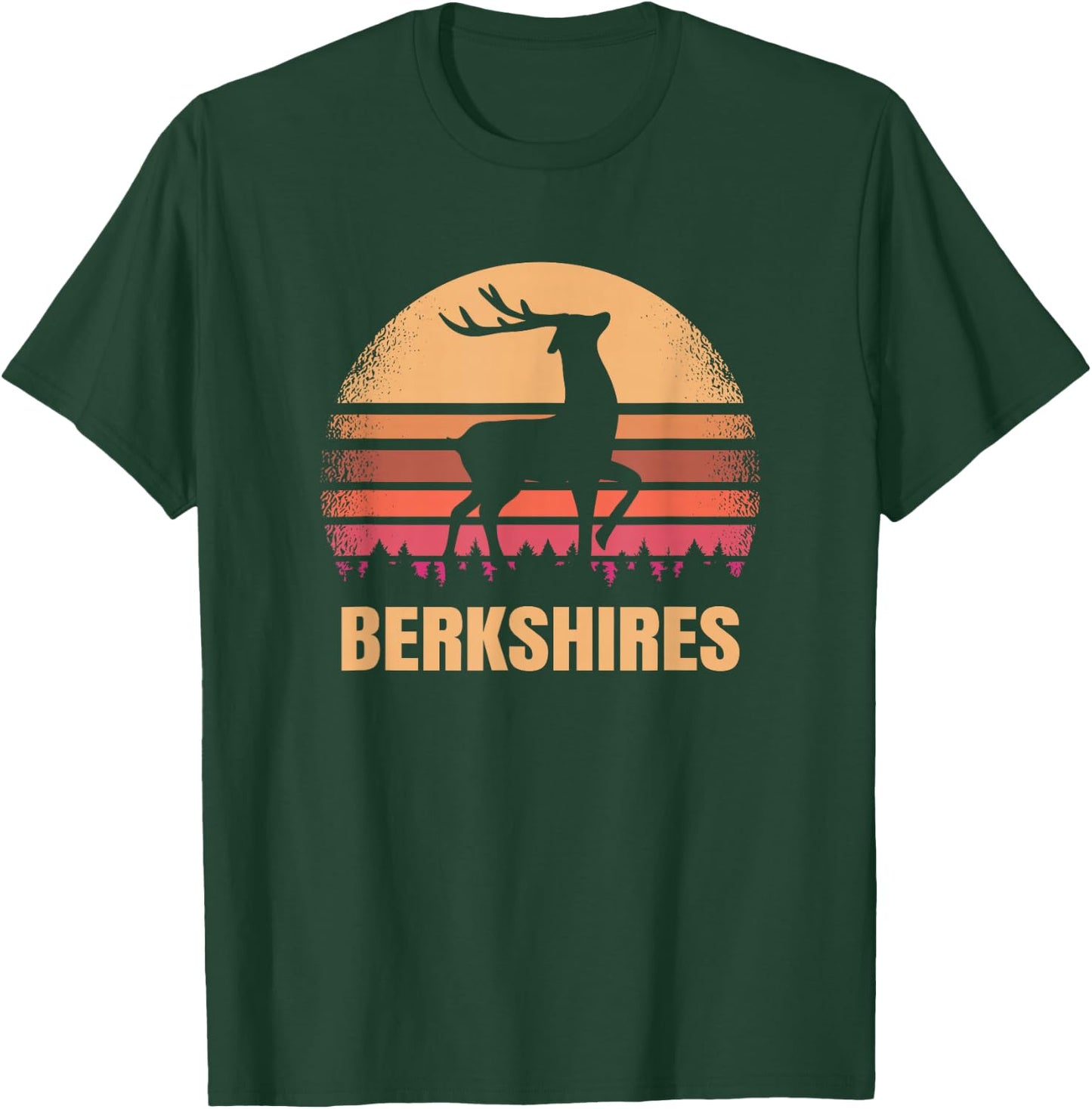 Berkshires Massachusetts Vintage Deer MA Distressed Retro T-Shirt - T-Shirt | Forest