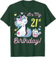 Flowers Cat 21 Years Old Happy Day Me It's My 21st Birthday T-Shirt - T-Shirt | Forest