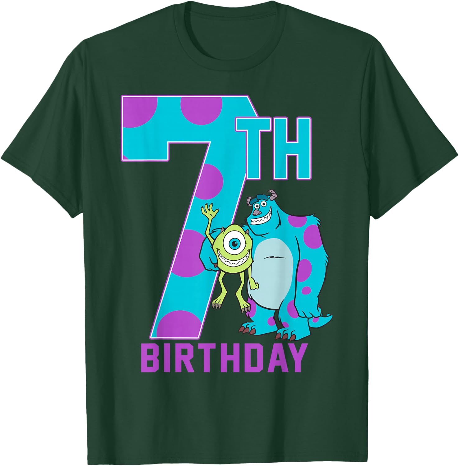 Disney Pixar Monsters Inc. Mike & Sully Happy 7th Birthday T-Shirt - T-Shirt | Forest