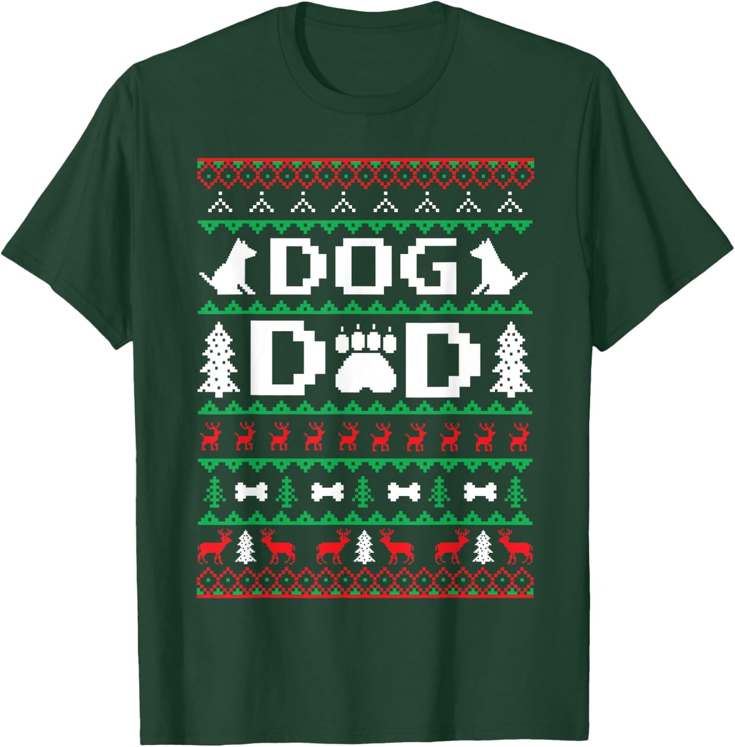 Christmas Dog Dad Shirt Ugly T-Shirt - T-Shirt | Forest