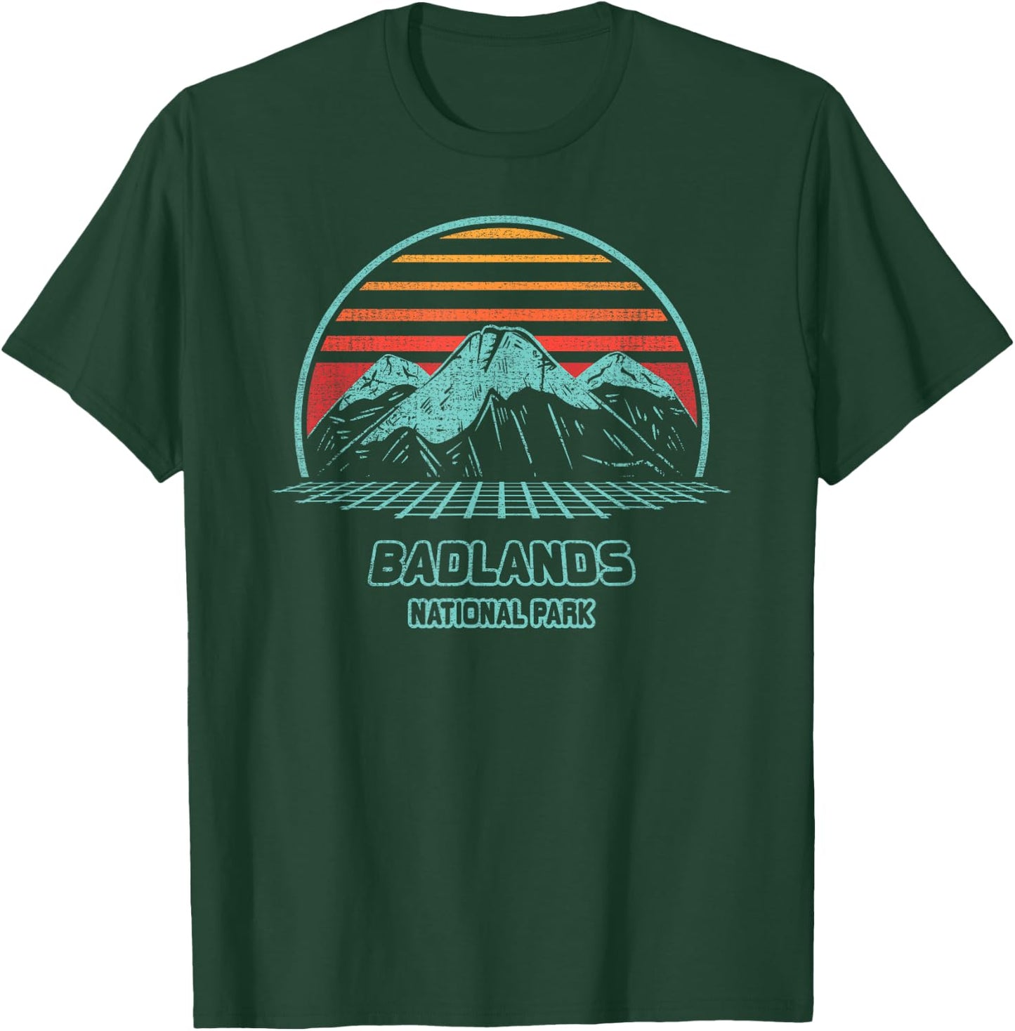 Badlands National Park Retro Hiking Vintage 80s Style T-Shirt - T-Shirt | Forest
