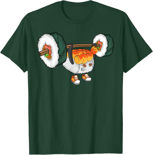 Funny Sushi Weight Lifting Japanese Food Gym Gift T-Shirt - T-Shirt | Forest