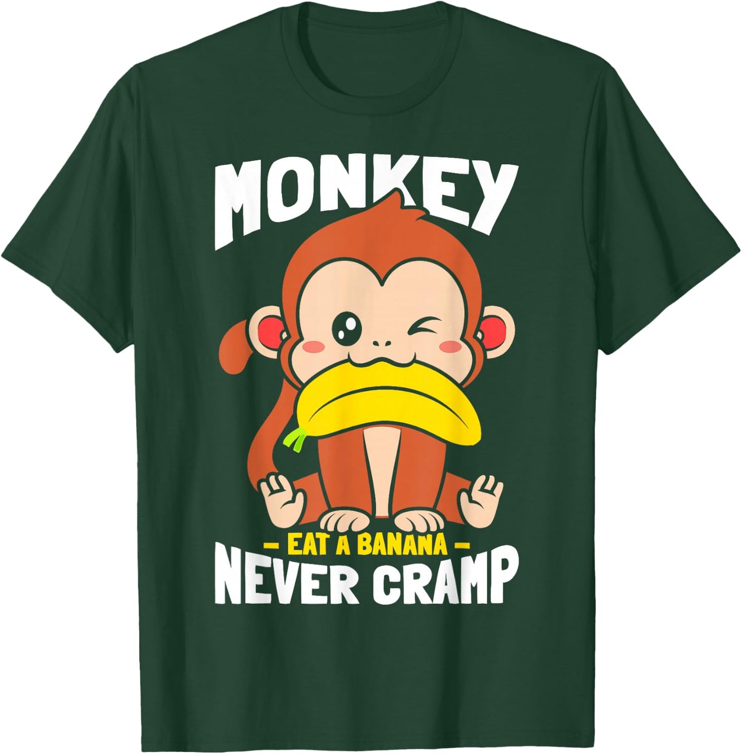 Monkey Eating Banana Never Cramp T-Shirt - T-Shirt | Forest