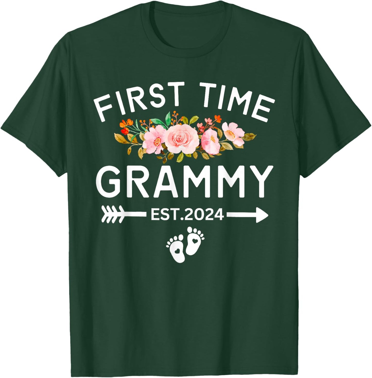 First Time Grammy Est 2024 Promoted To New Mom Baby Shower T-Shirt - T-Shirt | Forest