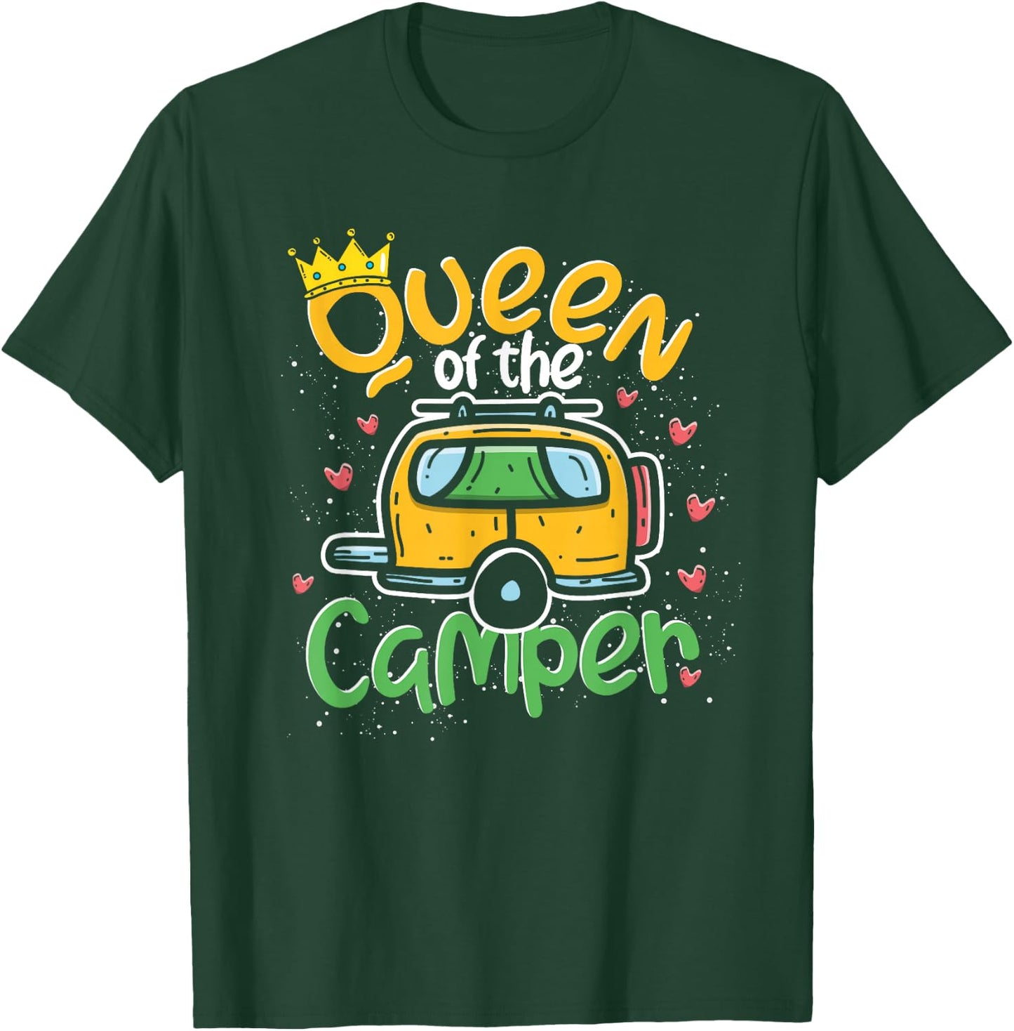 Outdoor Camping Caravan Queen Camper Motorhome Camping T-Shirt - T-Shirt | Forest