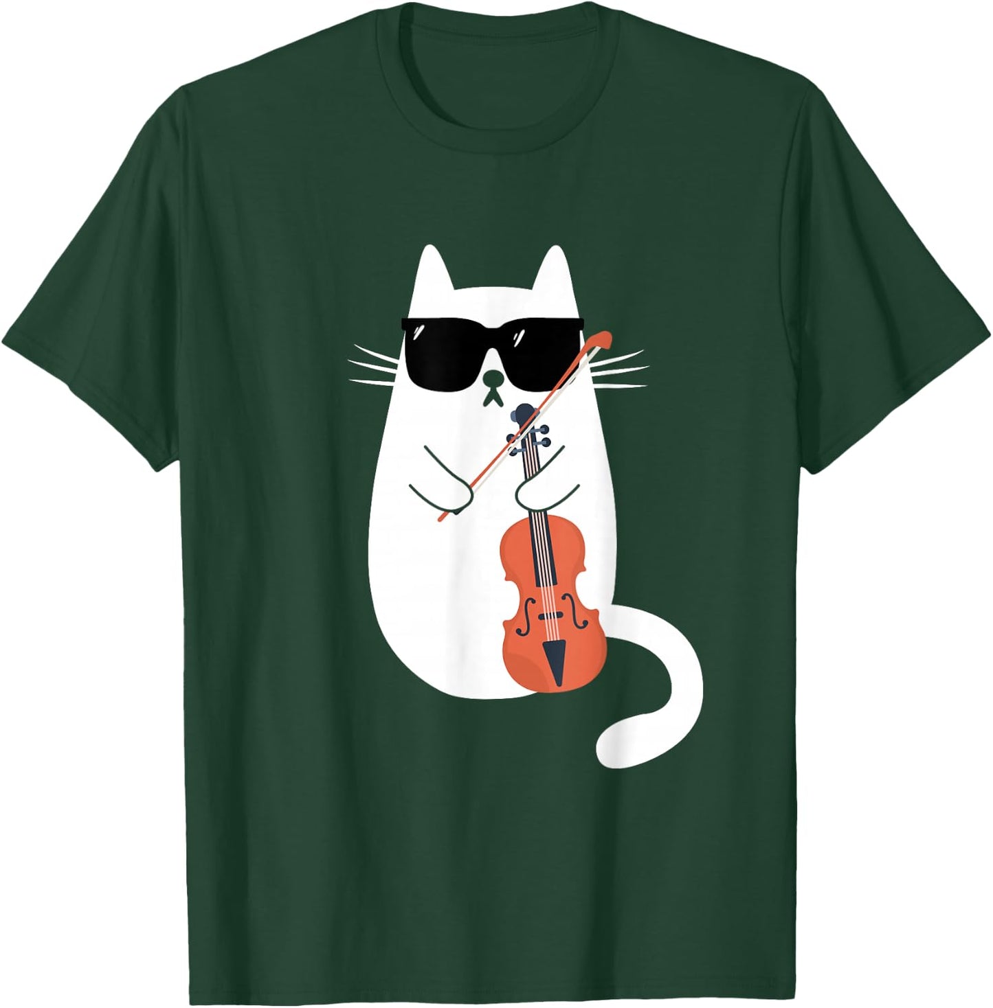 Funny Cat Wearing Sunglasses Playing Violin Viola Musician T-Shirt - T-Shirt | Forest