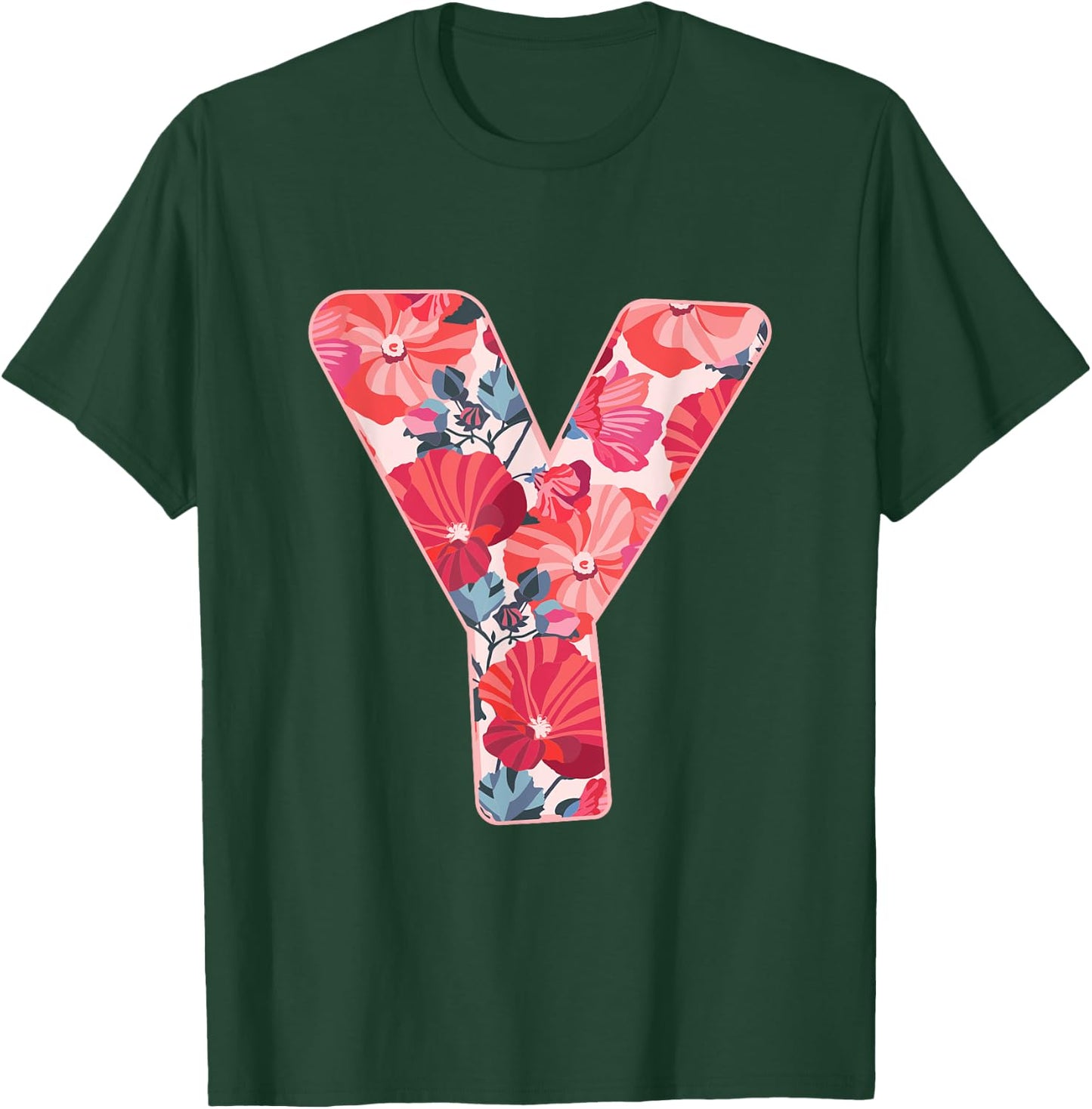 Letter Y Sign Alphabet Last Name Consonants Flower Gift T-Shirt - T-Shirt | Forest