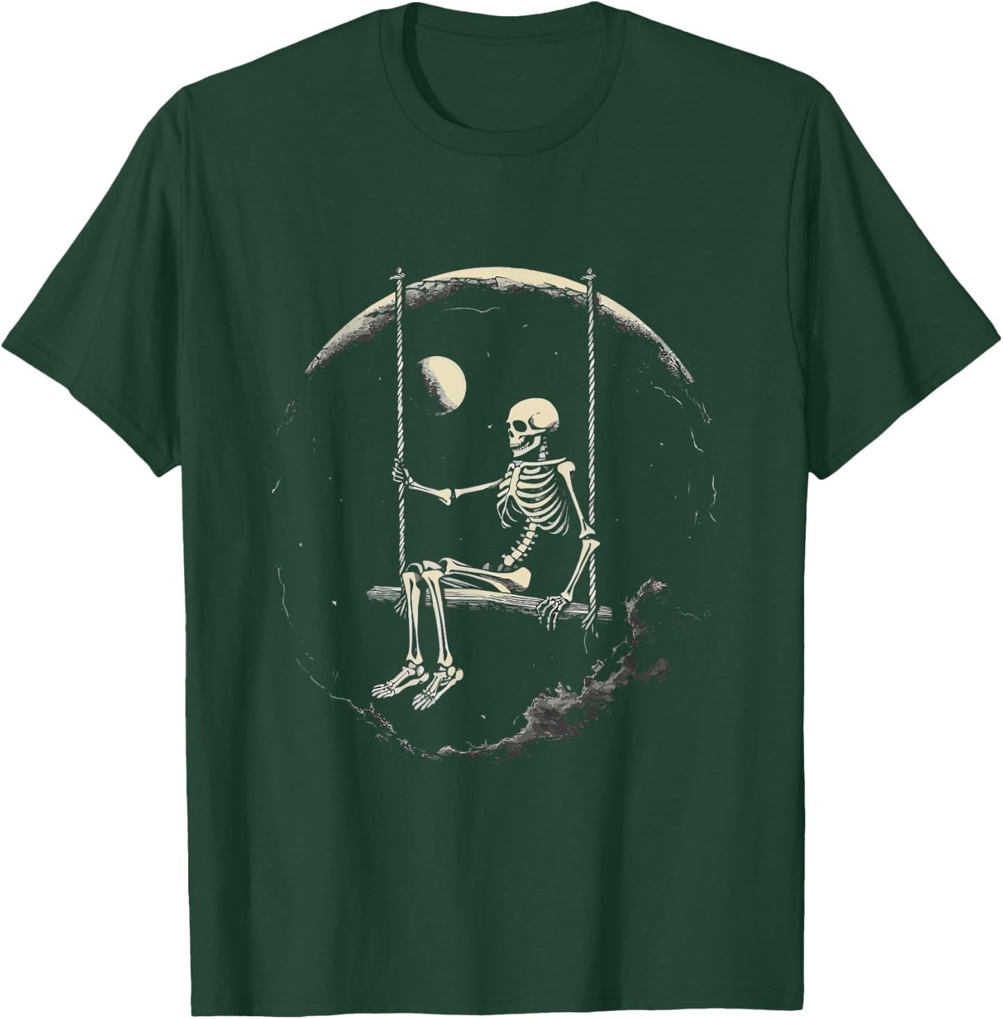 Skeleton Swinging on Moon T-Shirt - T-Shirt | Forest
