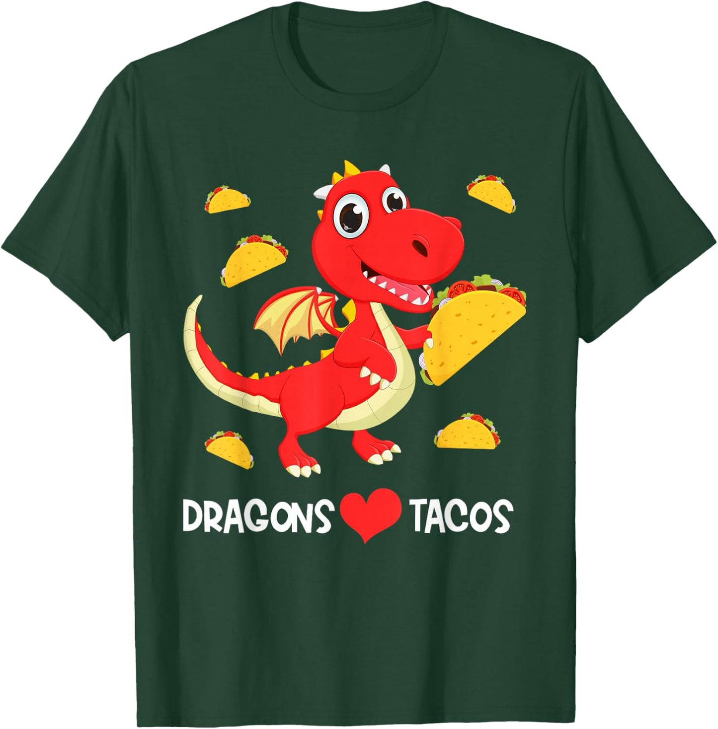 Dragons Love Tacos Cute Dragon Lover Boy Girl Mexico Taco T-Shirt - T-Shirt | Forest