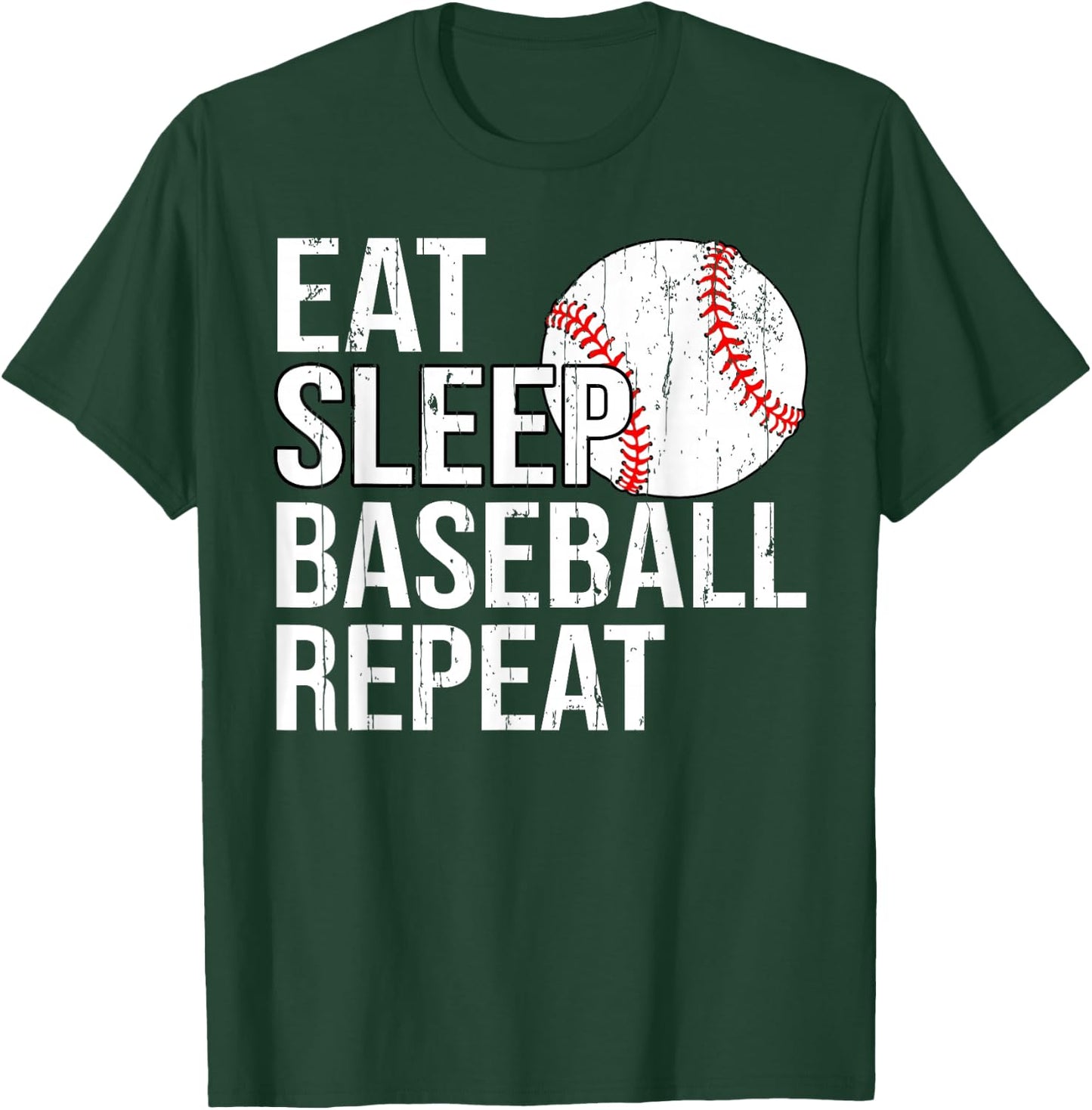 Eat Sleep Baseball Repeat Gifts Women Fathers Day T-Shirt - T-Shirt | Forest