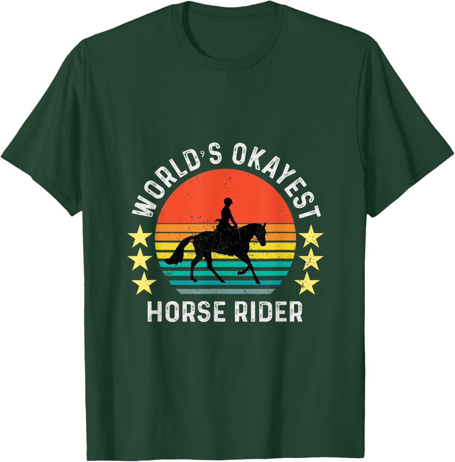World's Okayest Horse Rider Vintage Retro T-Shirt - T-Shirt | Forest