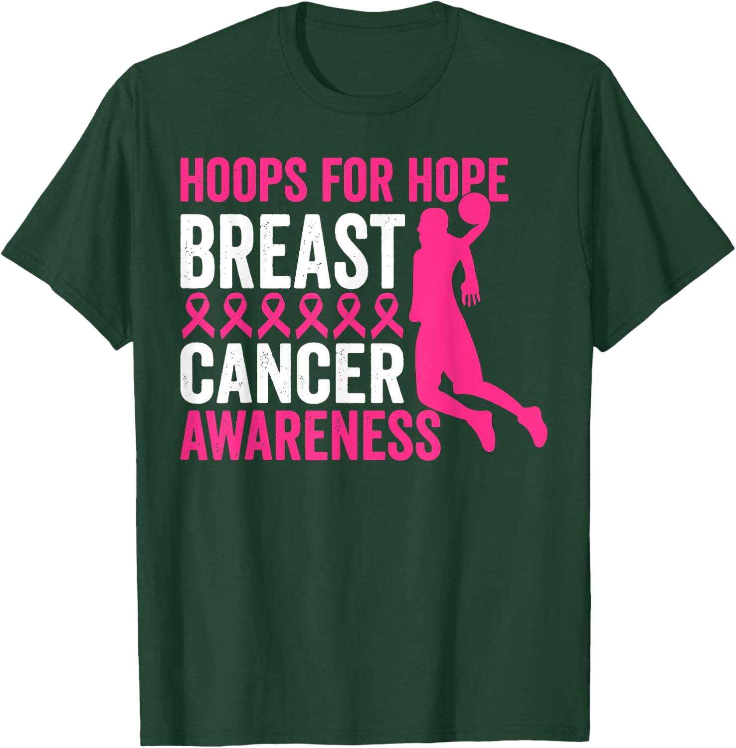 Hoops For Hope Basketball Family Breast Cancer Awareness T-Shirt - T-Shirt | Forest
