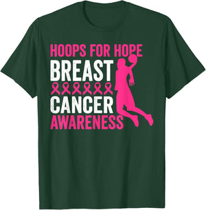 Hoops For Hope Basketball Family Breast Cancer Awareness T-Shirt - T-Shirt | Forest