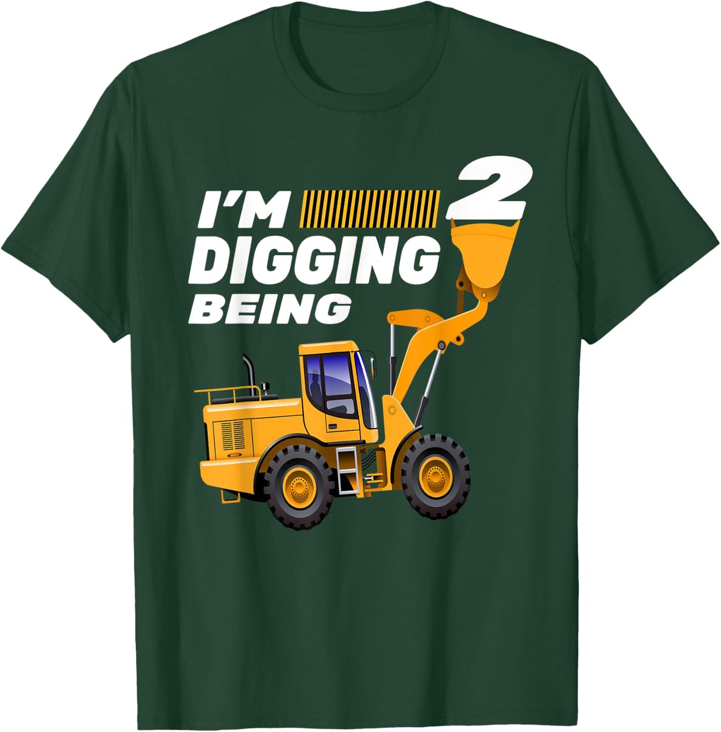 2nd Birthday Shirt Bulldozer Tractor Construction Party T-Shirt - T-Shirt | Forest