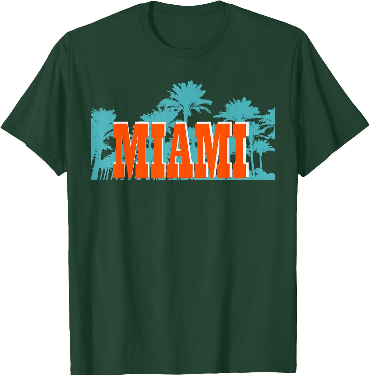 Miami Orange Turquoise Palm Trees T-Shirt - T-Shirt | Forest