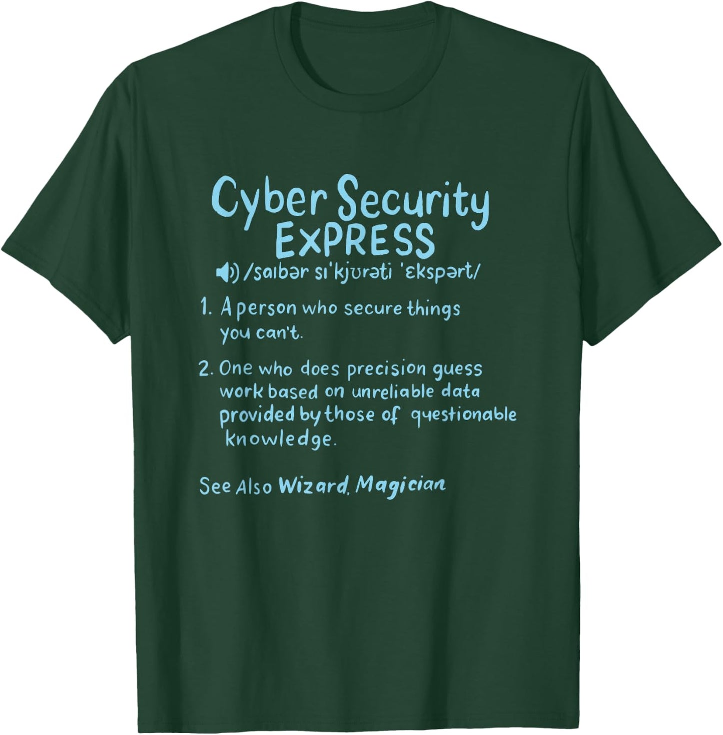 Cyber Security Gift: Cyber Security Definition - -Adults, Black, Small, Short Sleeve T-Shirt - T-Shirt | Forest