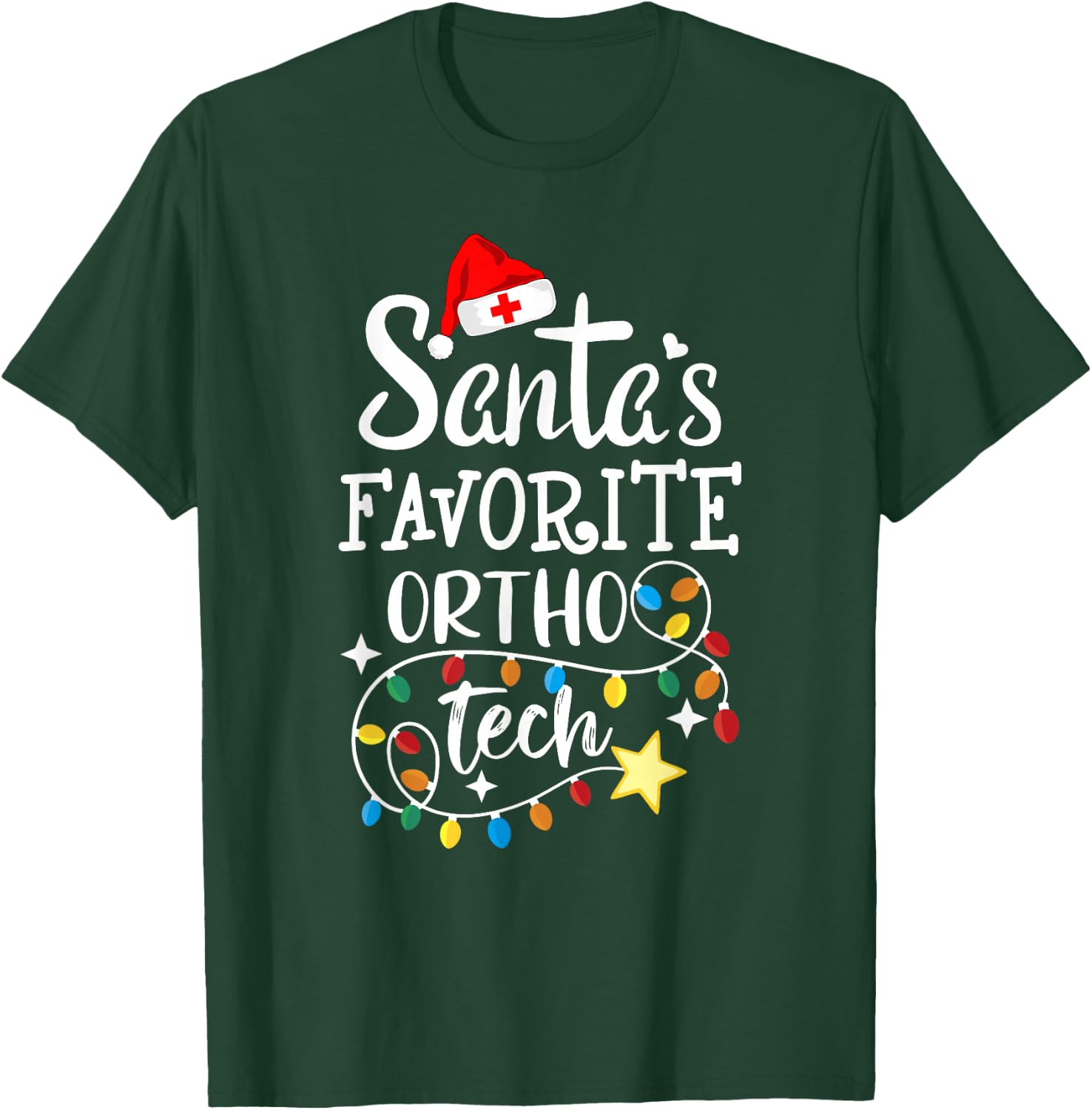 Christmas Orthopedic Technician Santa's Favorite Ortho Tech T-Shirt - T-Shirt | Forest
