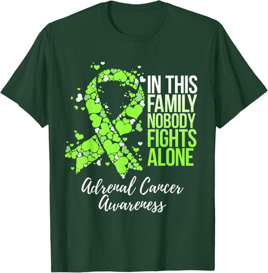 Family Support Adrenal Cancer Awareness T-Shirt - T-Shirt | Forest