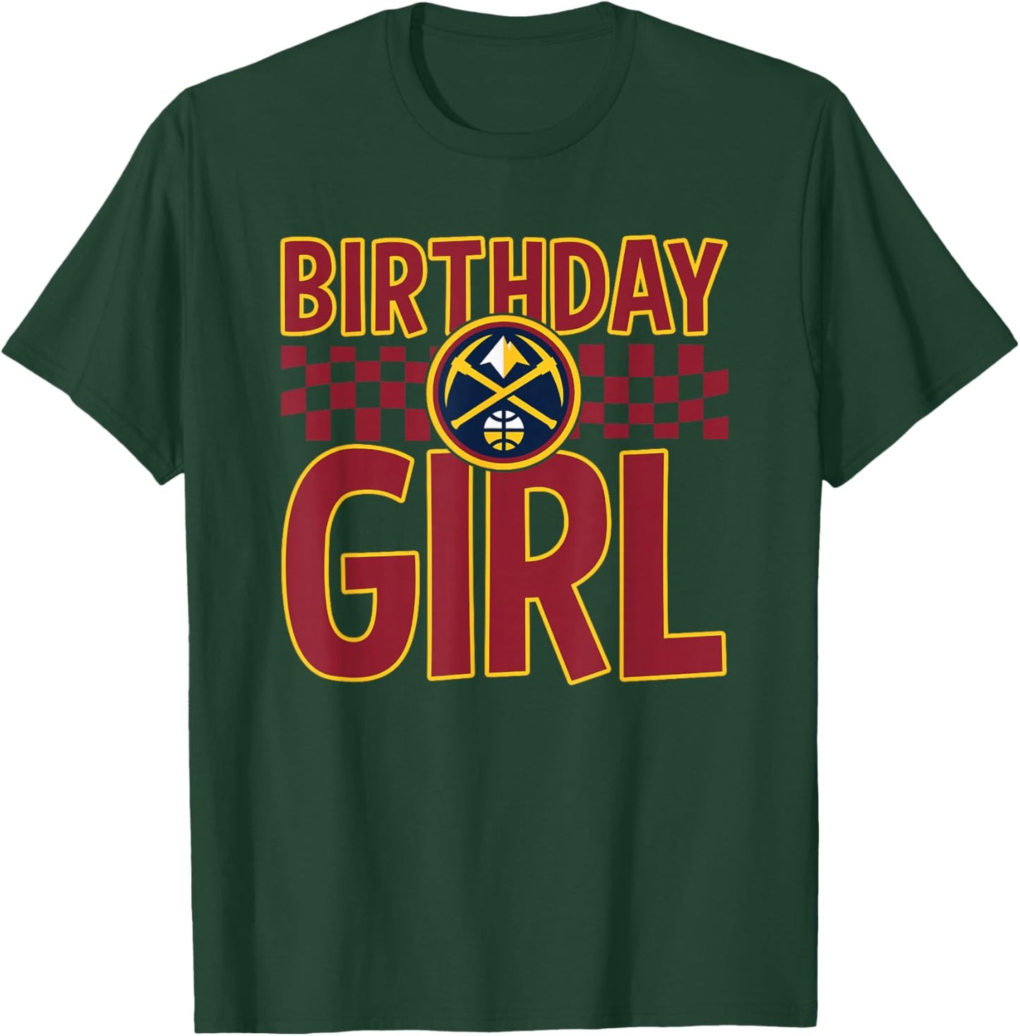 NBA Denver Nuggets Birthday Girl Checkered Logo T-Shirt - T-Shirt | Forest