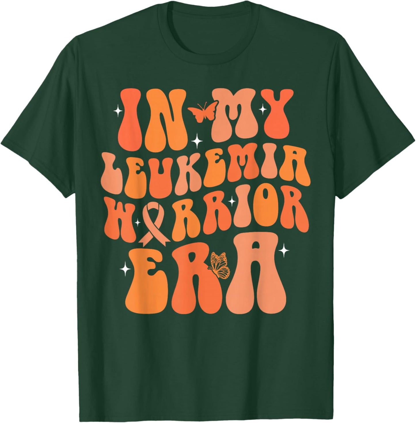 Groovy Leukemia Cancer Awareness Women In My Leukemia Warrior Era Leukemia Awareness Orange Ribbon T-Shirt - T-Shirt | Forest