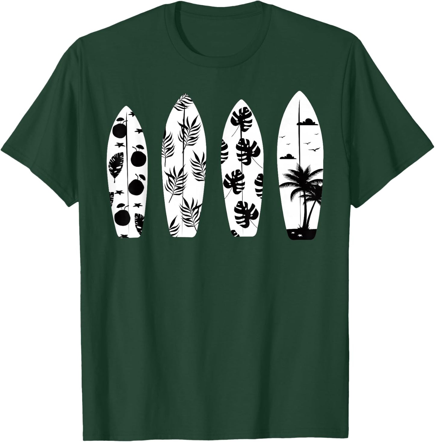 Surfboard Palm Trees Surfing Surfer Waves Surf Beach Summer Women Girls Kids T-Shirt - T-Shirt | Forest