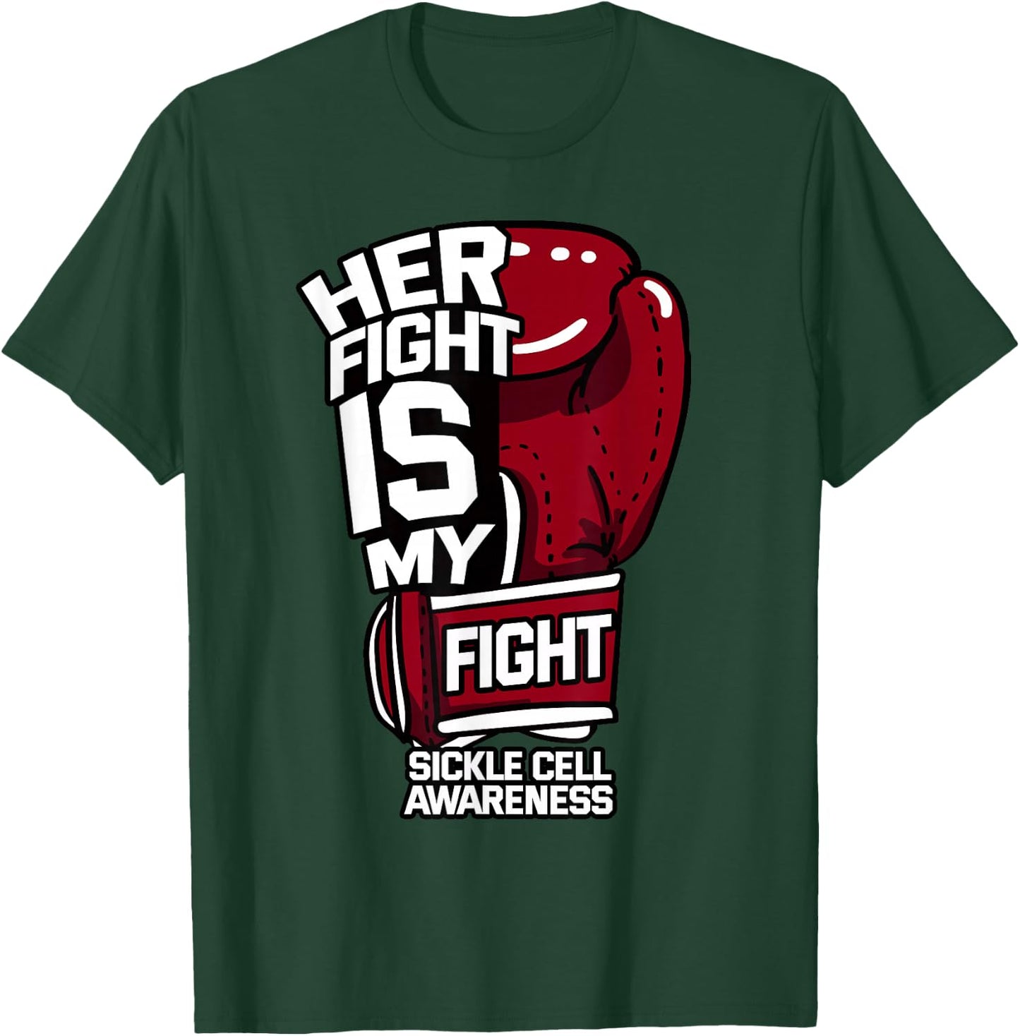 Her Fight Is My Fight Sickle Cell Awareness Burgundy Ribbon T-Shirt - T-Shirt | Forest