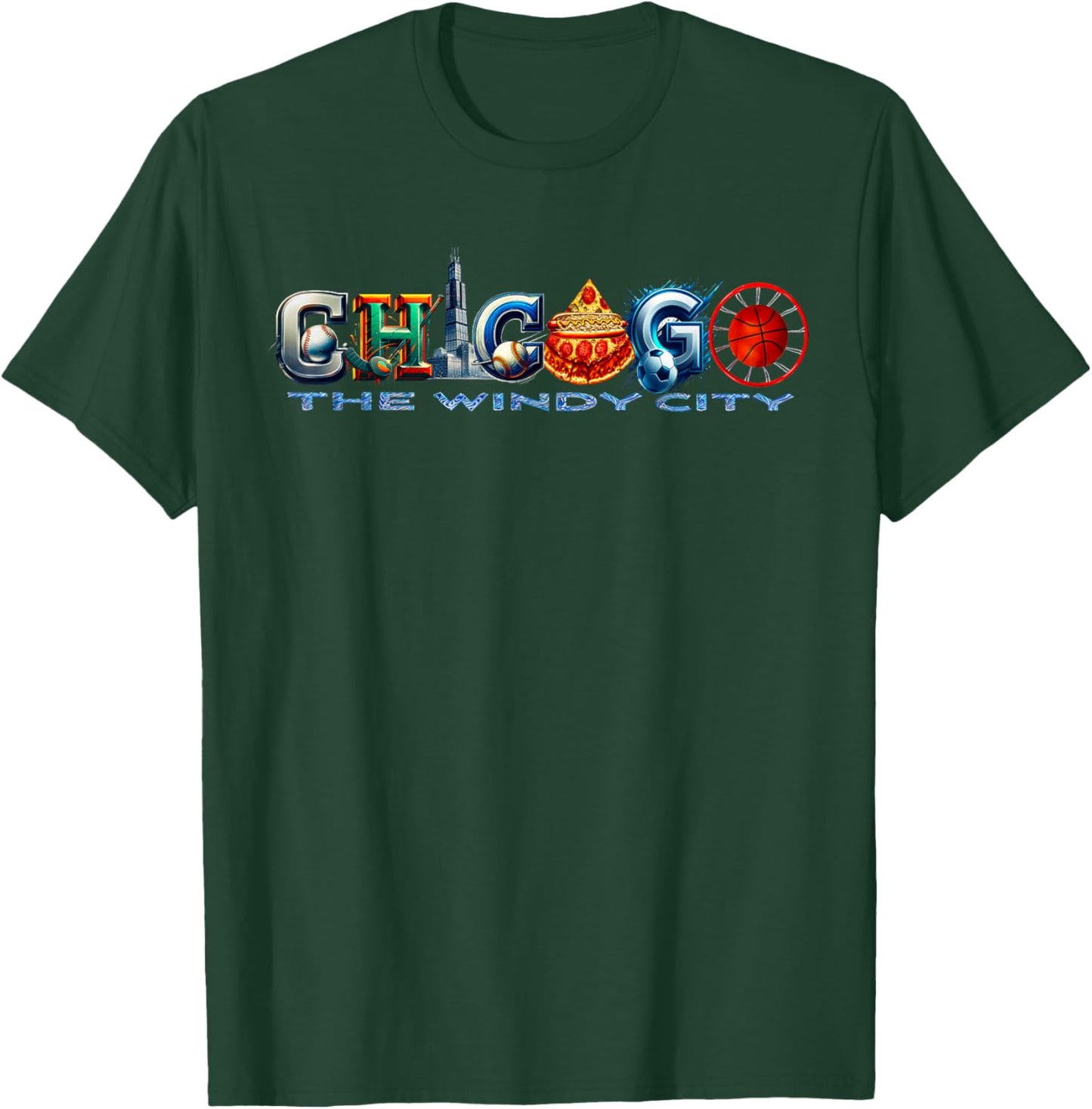 The Windy City A Chicago Sporting Team Fan A Fun Chicagoan T-Shirt - T-Shirt | Forest